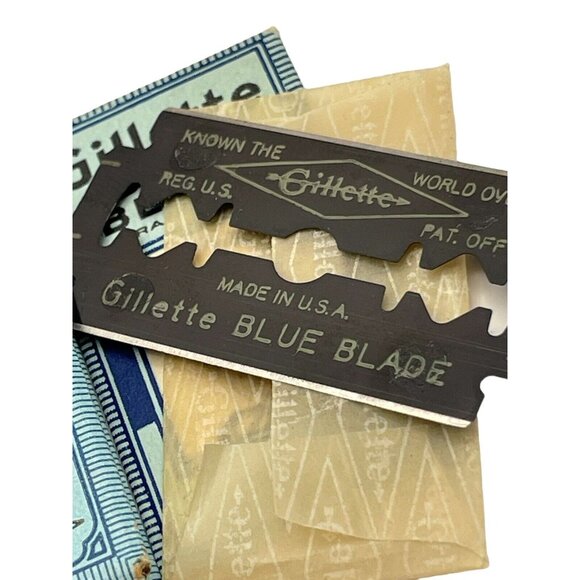 VINTAGE KING GILLETTE BLUE BLADE 8 Individual Blades USA 1 Sealed- 1 Open Box - Picture 7 of 14